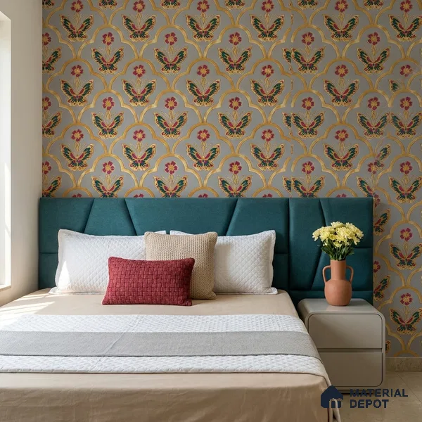 8059 | Grey Multicolor Butterfly Floral Patterned Wallpaper - 10 Meter x 21 Inches, 57.41 Sq. Ft.