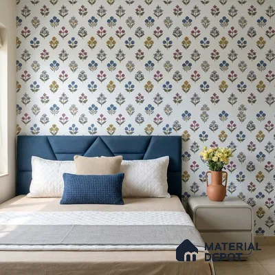 8062 | White & Blue Floral Sprig Patterned Wallpaper - 10 Meter x 21 Inches, 57.41 Sq. Ft.