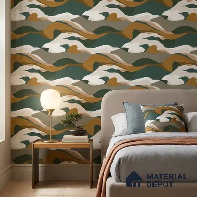 51244004 | Green & Brown Abstract Patterned Wallpaper - 10 Meter x 21 Inch, 57 Sq. Ft.