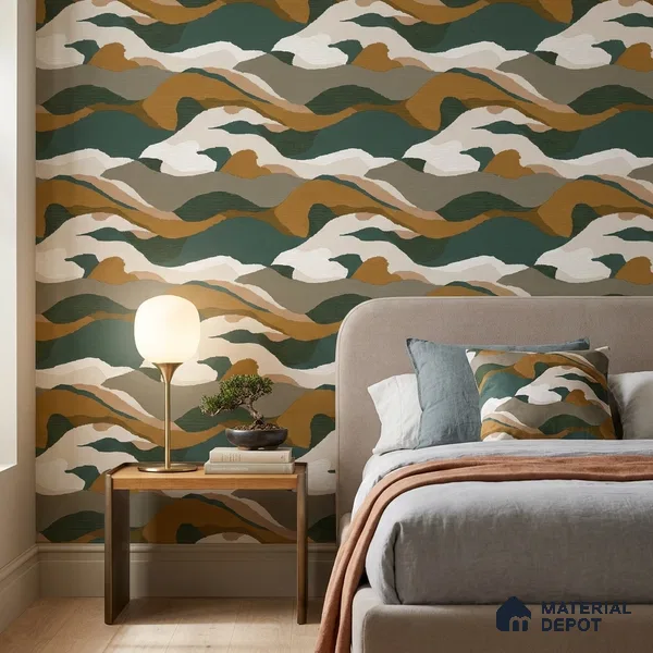 51244004 | Green & Brown Abstract Patterned Wallpaper - 10 Meter x 21 Inch, 57 Sq. Ft.