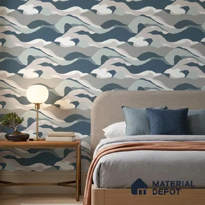 51244001 | Blue & Grey Abstract Patterned Wallpaper - 10 Meter x 21 Inch, 57 Sq. Ft.