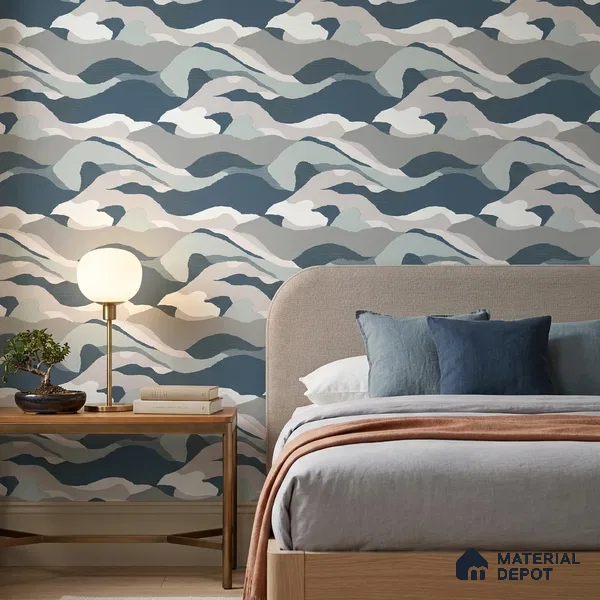 51244001 | Blue & Grey Abstract Patterned Wallpaper - 10 Meter x 21 Inch, 57 Sq. Ft.