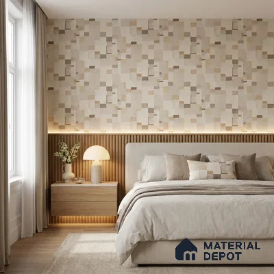 51243707 | Cream Patchwork Blocks Patterned Wallpaper - 10 Meter x 21 Inch, 57 Sq. Ft.