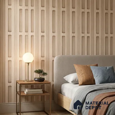 51243607 | Peach Wood Narrow Slat Patterned Wallpaper - 10 Meter x 21 Inch, 57 Sq. Ft.