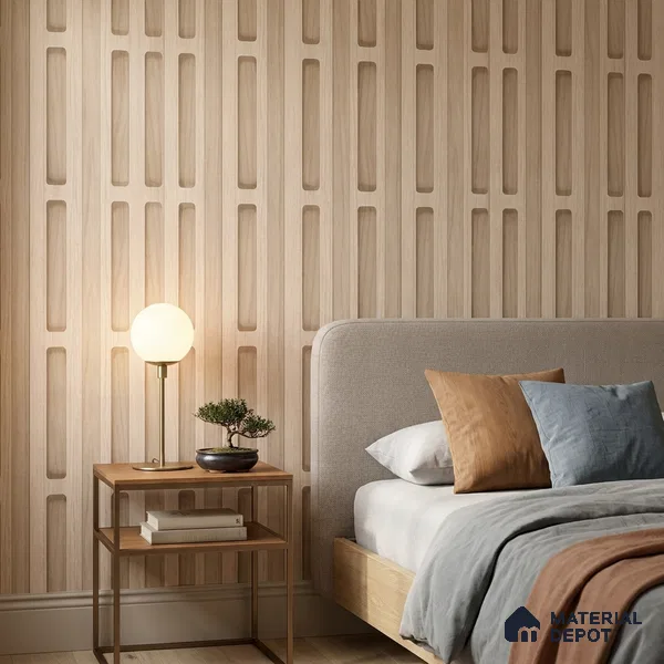 51243607 | Peach Wood Narrow Slat Patterned Wallpaper - 10 Meter x 21 Inch, 57 Sq. Ft.