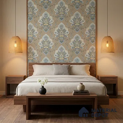 10335-4 | Brown Baroque Medallion Floral Wallpaper - 5 Meter x 42 Inches, 57 Sq. Ft.