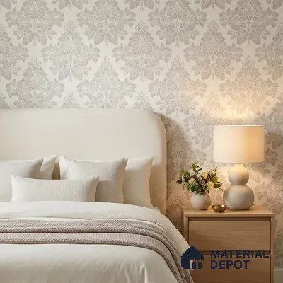 10333-1 | Grey Damask Floral Wallpaper - 5 Meter x 42 Inches, 57 Sq. Ft.
