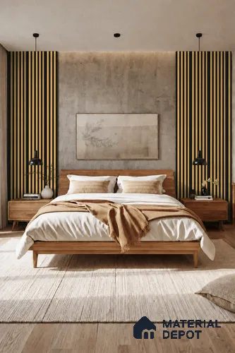 Honey Maple 10 ft x 0.7 ft (3060x215 mm) Dome Dual Black Design Interior & Exterior Wall & Ceiling Panel - 20 mm | Suitable for Balcony, Facade & Open Area | Width is Subjected to 5% Variation