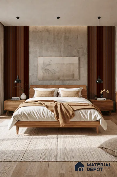 English Nut 10 ft x 0.89 ft (3060x270 mm) Stripes Design Interior & Exterior Wall & Ceiling Panel - 20 mm | Suitable for Balcony, Facade & Open Area | Width is Subjected to 5% Variation