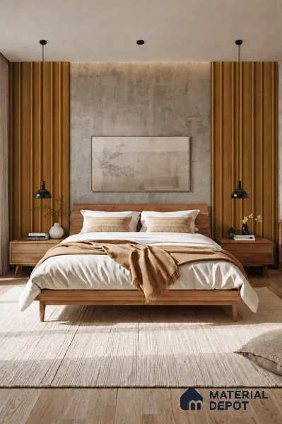 Oak Wood Ocre 10 ft x 0.89 ft (3060x270 mm) Wave Design Interior & Exterior Wall & Ceiling Panel - 16 mm | Suitable for Balcony, Facade & Open Area | Width is Subjected to 5% Variation