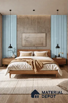 Sky Blue 10 ft x 0.89 ft (3060x270 mm) Wave Pastel Design Interior & Exterior Wall & Ceiling Panel - 16 mm | Suitable for Balcony, Facade & Open Area | Width is Subjected to 5% Variation