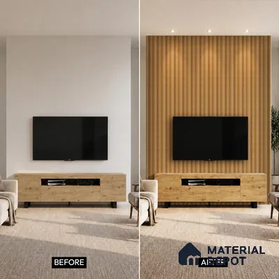 Brown Wooden Louver PN 05270 8 ft x 4.7 inch Charcoal Panel - 12 mm | Suitable for Feature Wall, TV Unit & Living Room | Width is Subjected to 5% Variation
