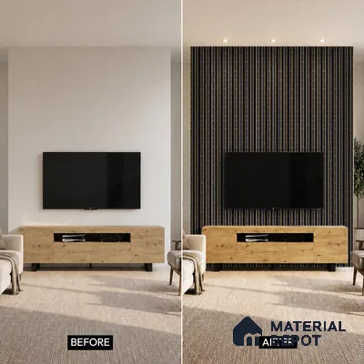 Black Marble Louver PN 05274 8 ft x 4.7 inch Charcoal Panel - 12 mm | Suitable for Feature Wall, TV Unit & Living Room | Width is Subjected to 5% Variation