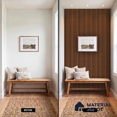 Brown Wooden Louver PN 05279 8 ft x 4.9 inch Charcoal Panel - 11 mm | Suitable for Feature Wall, TV Unit & Living Room | Width is Subjected to 5% Variation