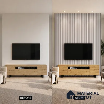 Cream Plain Colour Louver PN 05287 8 ft x 4.8 inch Charcoal Panel - 12 mm | Suitable for Feature Wall, TV Unit & Living Room | Width is Subjected to 5% Variation