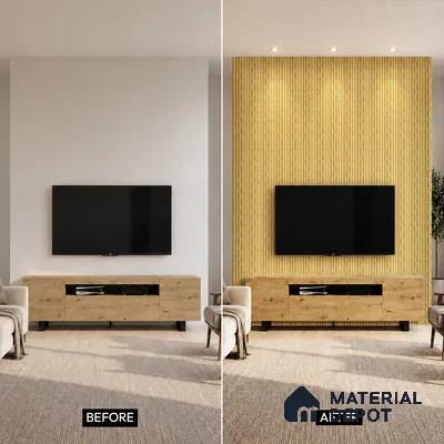 Brown Wooden Louver PN 05289 8 ft x 4.8 inch Charcoal Panel - 12 mm | Suitable for Feature Wall, TV Unit & Living Room | Width is Subjected to 5% Variation