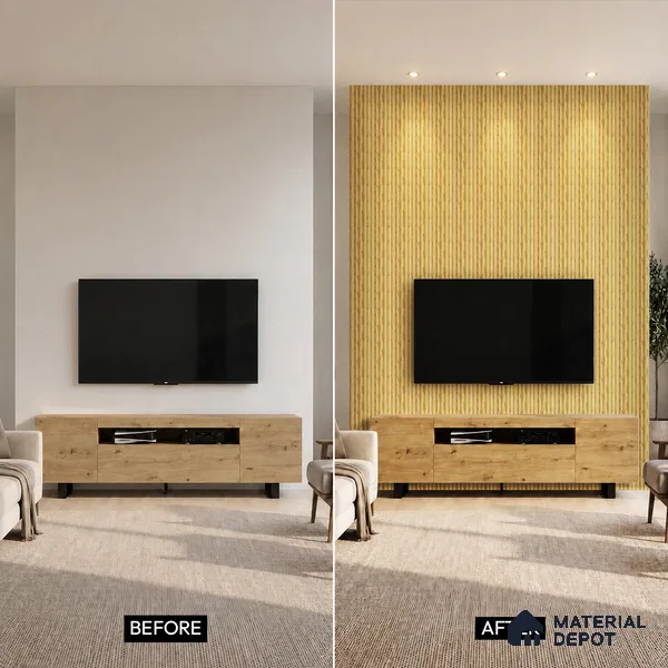 Brown Wooden Louver PN 05289 8 ft x 4.8 inch Charcoal Panel - 12 mm | Suitable for Feature Wall, TV Unit & Living Room | Width is Subjected to 5% Variation