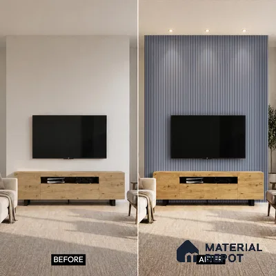 Grey Plain Colour Louver PN 05290 8 ft x 4.8 inch Charcoal Panel - 12 mm | Suitable for Feature Wall, TV Unit & Living Room | Width is Subjected to 5% Variation
