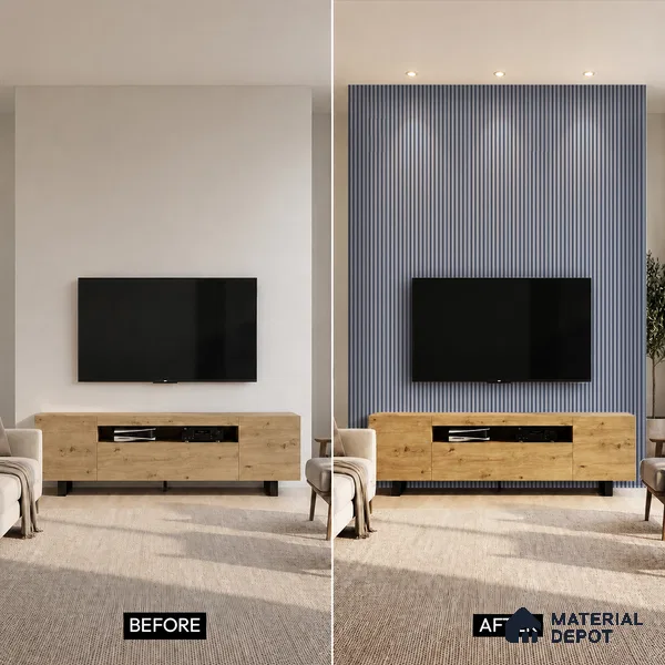 Grey Plain Colour Louver PN 05290 8 ft x 4.8 inch Charcoal Panel - 12 mm | Suitable for Feature Wall, TV Unit & Living Room | Width is Subjected to 5% Variation