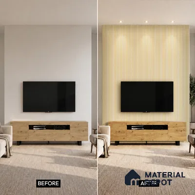 Brown Wooden Louver PN 05291 8 ft x 4.8 inch Charcoal Panel - 12 mm | Suitable for Feature Wall, TV Unit & Living Room | Width is Subjected to 5% Variation