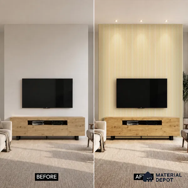 Brown Wooden Louver PN 05291 8 ft x 4.8 inch Charcoal Panel - 12 mm | Suitable for Feature Wall, TV Unit & Living Room | Width is Subjected to 5% Variation