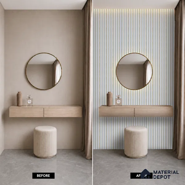 White Plain Colour Louver PN 05298 8 ft x 4.9 inch Charcoal Panel - 12 mm | Suitable for Feature Wall, TV Unit & Living Room | Width is Subjected to 5% Variation