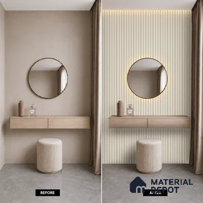Cream Rustic Louver PN 05299 8 ft x 4.9 inch Charcoal Panel - 12 mm | Suitable for Feature Wall, TV Unit & Living Room | Width is Subjected to 5% Variation