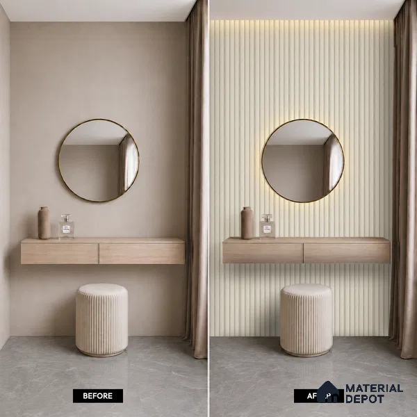 Cream Rustic Louver PN 05299 8 ft x 4.9 inch Charcoal Panel - 12 mm | Suitable for Feature Wall, TV Unit & Living Room | Width is Subjected to 5% Variation