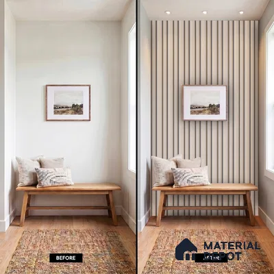 Beige Plain Colour Louver PN 05301 8 ft x 4.9 inch Charcoal Panel - 12 mm | Suitable for Feature Wall, TV Unit & Living Room | Width is Subjected to 5% Variation