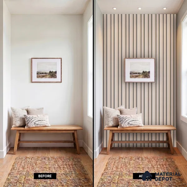 Beige Plain Colour Louver PN 05301 8 ft x 4.9 inch Charcoal Panel - 12 mm | Suitable for Feature Wall, TV Unit & Living Room | Width is Subjected to 5% Variation