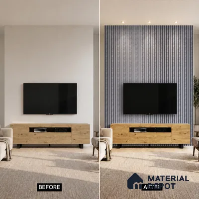 Grey Stone Louver PN 05307 8 ft x 4.8 inch Charcoal Panel - 12 mm | Suitable for Feature Wall, TV Unit & Living Room | Width is Subjected to 5% Variation