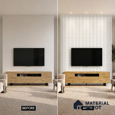 White Plain Colour Louver PN 05308 8 ft x 4.8 inch Charcoal Panel - 12 mm | Suitable for Feature Wall, TV Unit & Living Room | Width is Subjected to 5% Variation