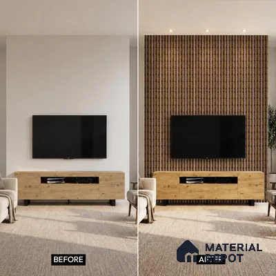 Brown Wooden Louver PN 05311 8 ft x 4.8 inch Charcoal Panel - 12 mm | Suitable for Feature Wall, TV Unit & Living Room | Width is Subjected to 5% Variation