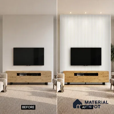 White Plain Colour Louver PN 05312 8 ft x 4.7 inch Charcoal Panel - 12 mm | Suitable for Feature Wall, TV Unit & Living Room | Width is Subjected to 5% Variation