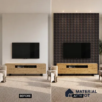 Wenge Marble Louver PN 05313 8 ft x 4.7 inch Charcoal Panel - 12 mm | Suitable for Feature Wall, TV Unit & Living Room | Width is Subjected to 5% Variation