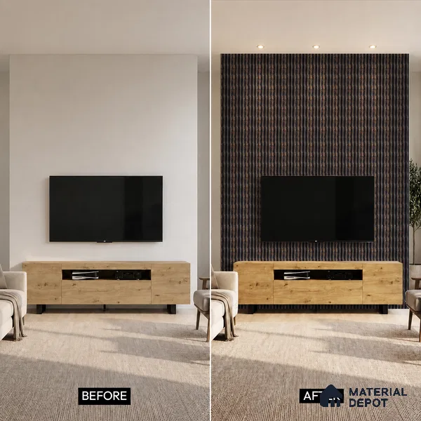 Wenge Marble Louver PN 05313 8 ft x 4.7 inch Charcoal Panel - 12 mm | Suitable for Feature Wall, TV Unit & Living Room | Width is Subjected to 5% Variation