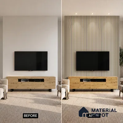 Beige Plain Colour Louver PN 05315 8 ft x 4.7 inch Charcoal Panel - 12 mm | Suitable for Feature Wall, TV Unit & Living Room | Width is Subjected to 5% Variation