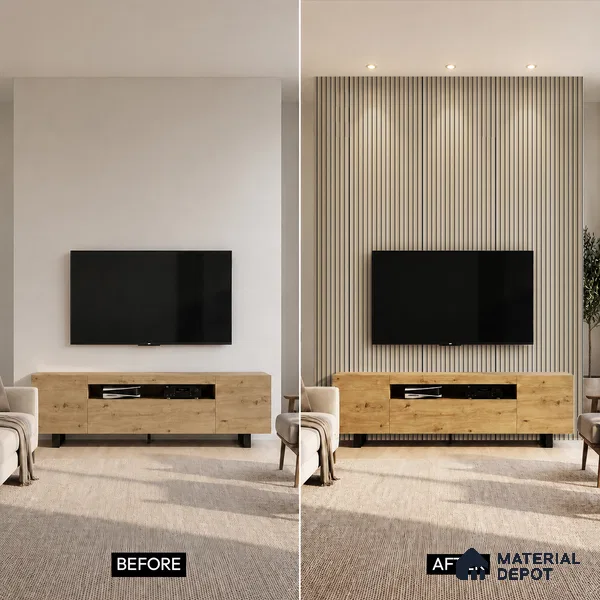 Beige Plain Colour Louver PN 05315 8 ft x 4.7 inch Charcoal Panel - 12 mm | Suitable for Feature Wall, TV Unit & Living Room | Width is Subjected to 5% Variation