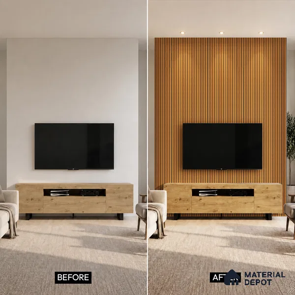 Brown Wooden Louver PN 05316 (4711) 8 ft x 4.7 inch Charcoal Panel - 12 mm | Suitable for Feature Wall, TV Unit & Living Room | Width is Subjected to 5% Variation
