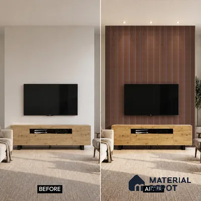 Brown Wooden Louver PN 05317 8 ft x 4.7 inch Charcoal Panel - 12 mm | Suitable for Feature Wall, TV Unit & Living Room | Width is Subjected to 5% Variation