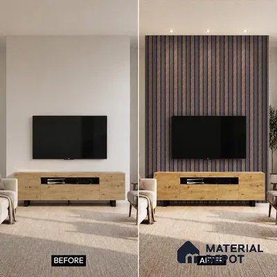 Brown Wooden Louver PN 05320 8 ft x 4.7 inch Charcoal Panel - 12 mm | Suitable for Feature Wall, TV Unit & Living Room | Width is Subjected to 5% Variation