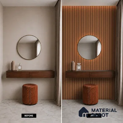 Brown Wooden Louver PN 05459 8 ft x 5 inch Charcoal Panel - 11 mm | Suitable for Feature Wall, TV Unit & Living Room | Width is Subjected to 5% Variation