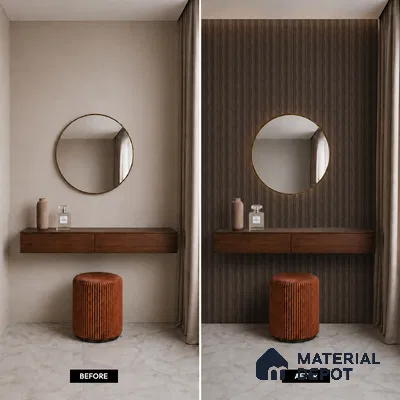 Brown Wooden Louver PN 05460 8 ft x 5 inch Charcoal Panel - 11 mm | Suitable for Feature Wall, TV Unit & Living Room | Width is Subjected to 5% Variation