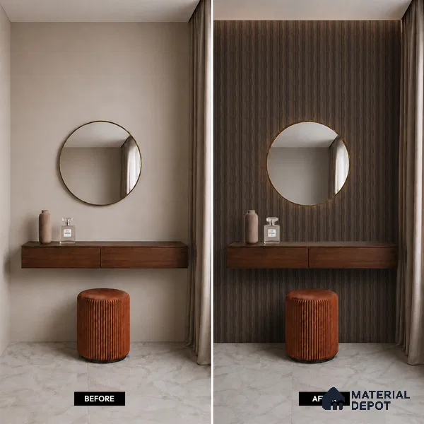 Brown Wooden Louver PN 05460 8 ft x 5 inch Charcoal Panel - 11 mm | Suitable for Feature Wall, TV Unit & Living Room | Width is Subjected to 5% Variation