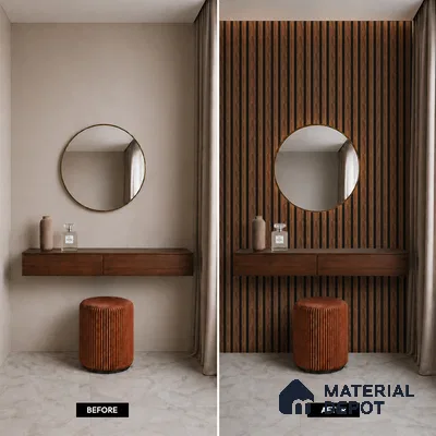 Brown Wooden Louver PN 05462 8 ft x 5 inch Charcoal Panel - 11 mm | Suitable for Feature Wall, TV Unit & Living Room | Width is Subjected to 5% Variation