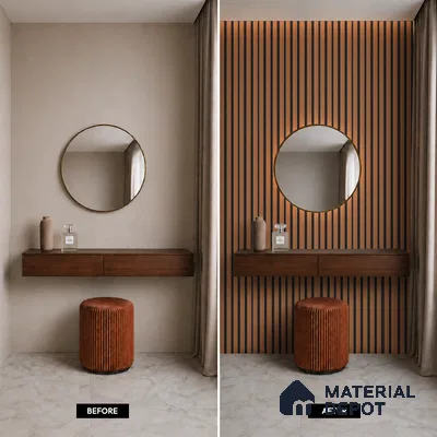Brown Wooden Louver PN 05464 8 ft x 5 inch Charcoal Panel - 11 mm | Suitable for Feature Wall, TV Unit & Living Room | Width is Subjected to 5% Variation