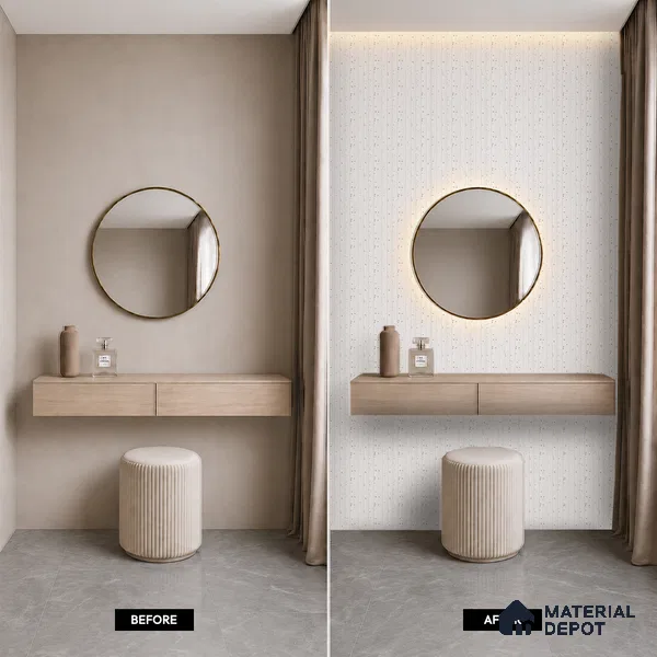 White Patterned Louver PN 05467 8 ft x 5 inch Charcoal Panel - 11 mm | Suitable for Feature Wall, TV Unit & Living Room | Width is Subjected to 5% Variation