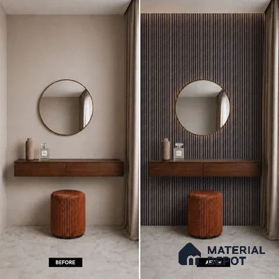 Brown Patterned Louver PN 05468 8 ft x 5 inch Charcoal Panel - 11 mm | Suitable for Feature Wall, TV Unit & Living Room | Width is Subjected to 5% Variation