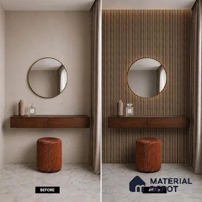 Brown Wooden Louver PN 05471 8 ft x 5 inch Charcoal Panel - 11 mm | Suitable for Feature Wall, TV Unit & Living Room | Width is Subjected to 5% Variation