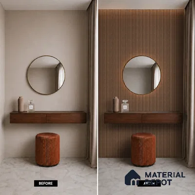 Brown Wooden Louver PN 05473 8 ft x 5 inch Charcoal Panel - 11 mm | Suitable for Feature Wall, TV Unit & Living Room | Width is Subjected to 5% Variation